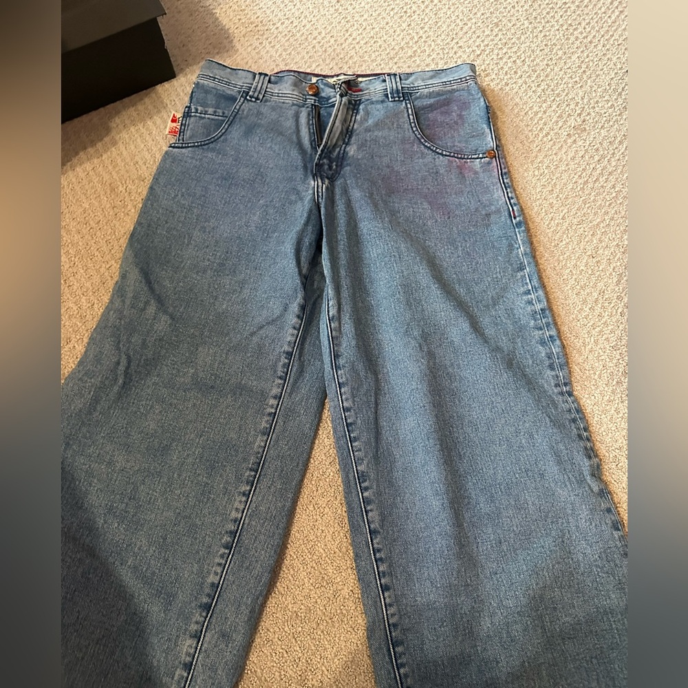 JNCO Wide Leg Flared Jeans - Light Blue Denim